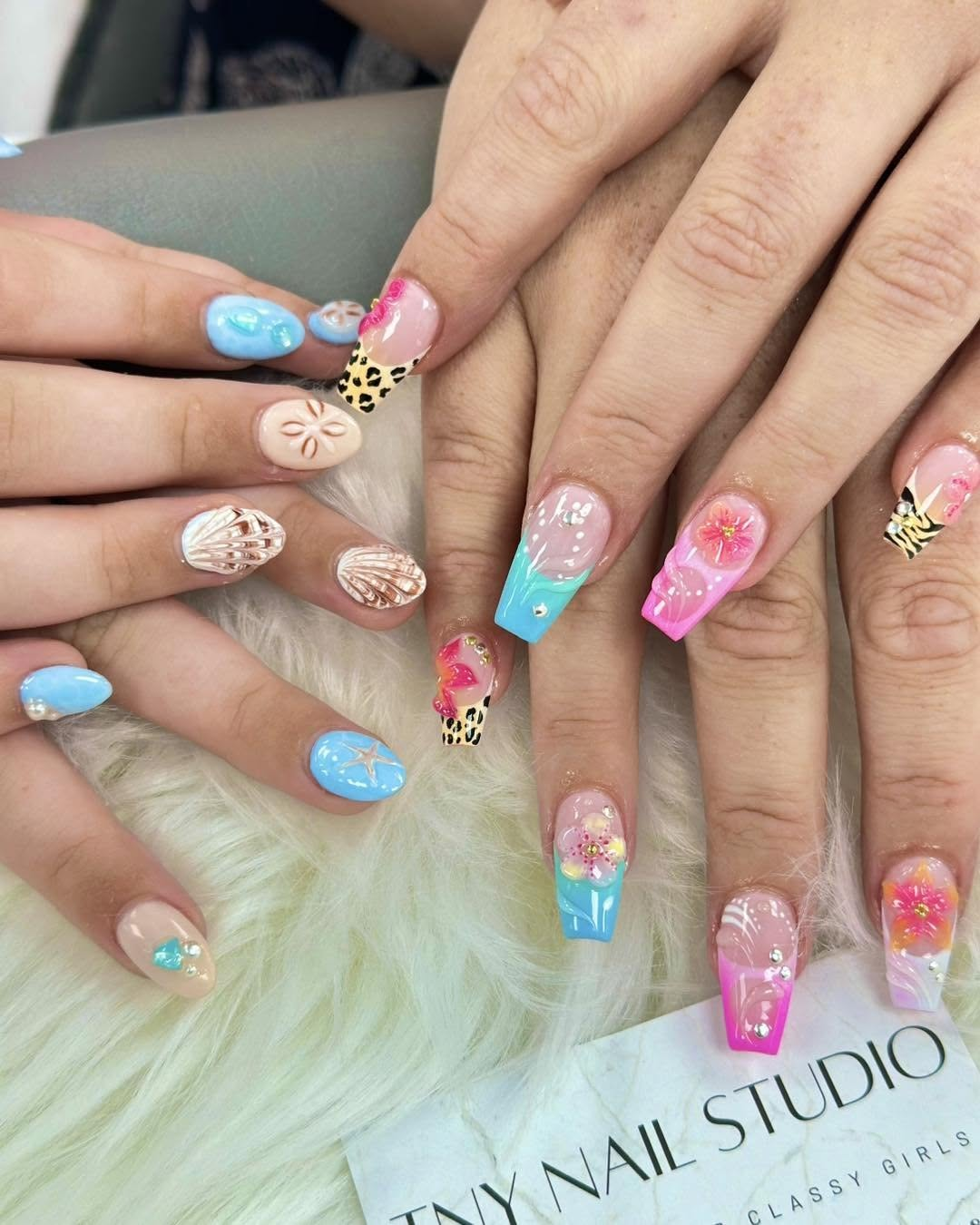 Bright colourful summer nail art
